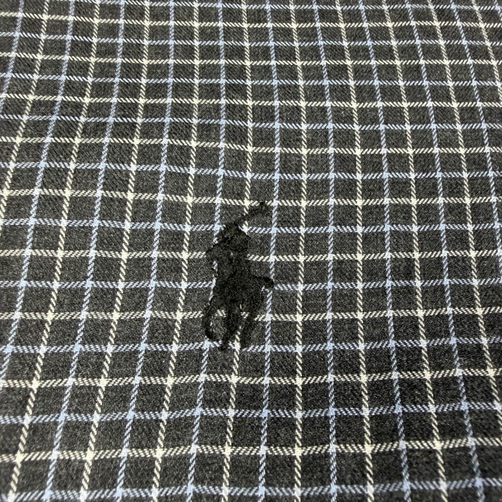Polo Ralph Lauren Button Down Men M Grey Blue Grid Lowell Sport L/S Vintage - Picture 2 of 9